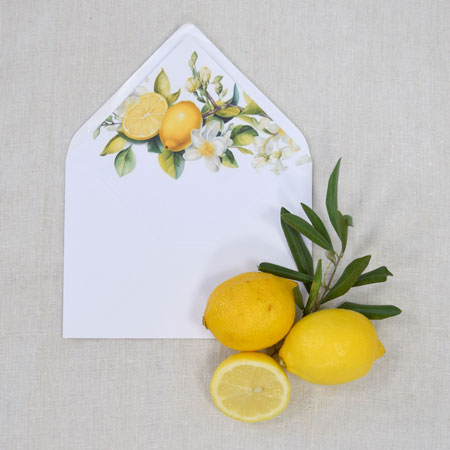 Kuvert mit Inlay im Zitronen-Design