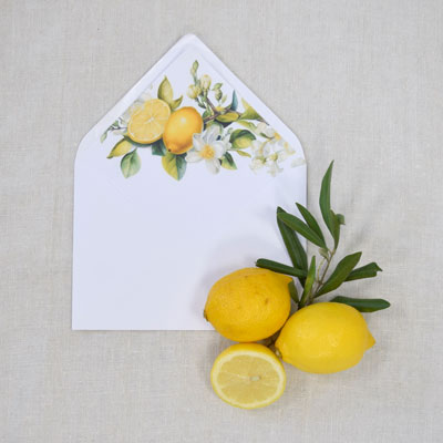 Kuvert mit Inlay im Zitronen-Design
